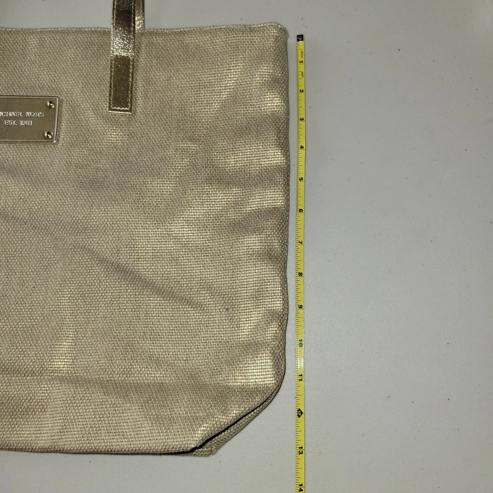 Michael Kors Gold‎ Metallic Woven Cotton Tote Bag
